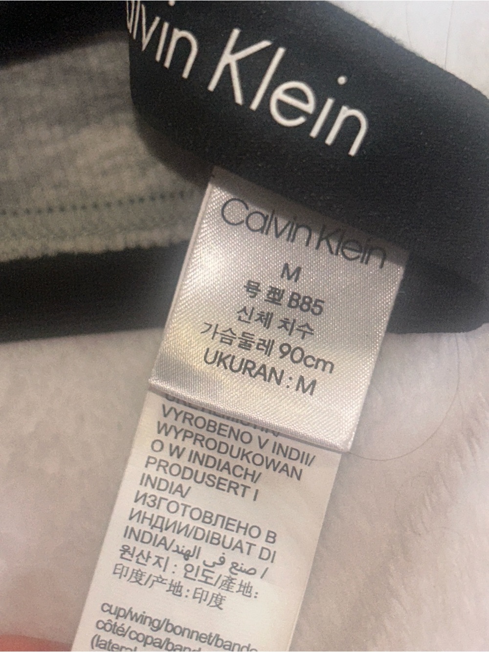 Cotton Calvin Klein Women's Grey Triangle Ribbed Wireless Bralette Bra lounge - Picture 2 of 5